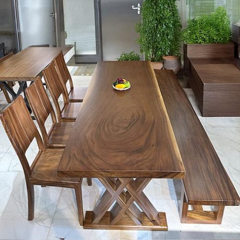 Bộ Bàn Ghế Ăn Hiện Đại Gỗ Me Tây Nguyên Tấm BA-2051