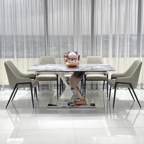 Bộ Bàn Ghế Ăn Mặt Đá Khung Inox Hiện Đại Đẹp BA-1949