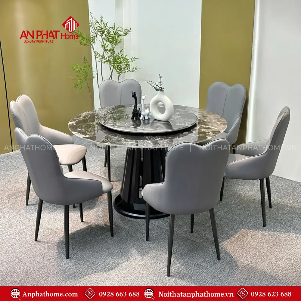Bộ Bàn Ghế Ăn Mặt Đá Tròn Hiện Đại Nhập Khẩu BA-1941 14 Bộ Bàn Ghế Ăn Mặt Đá Tròn Hiện Đại Nhập Khẩu BA-1941