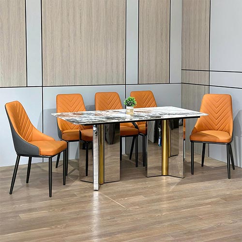 Bộ Bàn Ghế Ăn Nhập Khẩu Cao Cấp Mẫu Mặt Đá Tinh Thể BA-2124