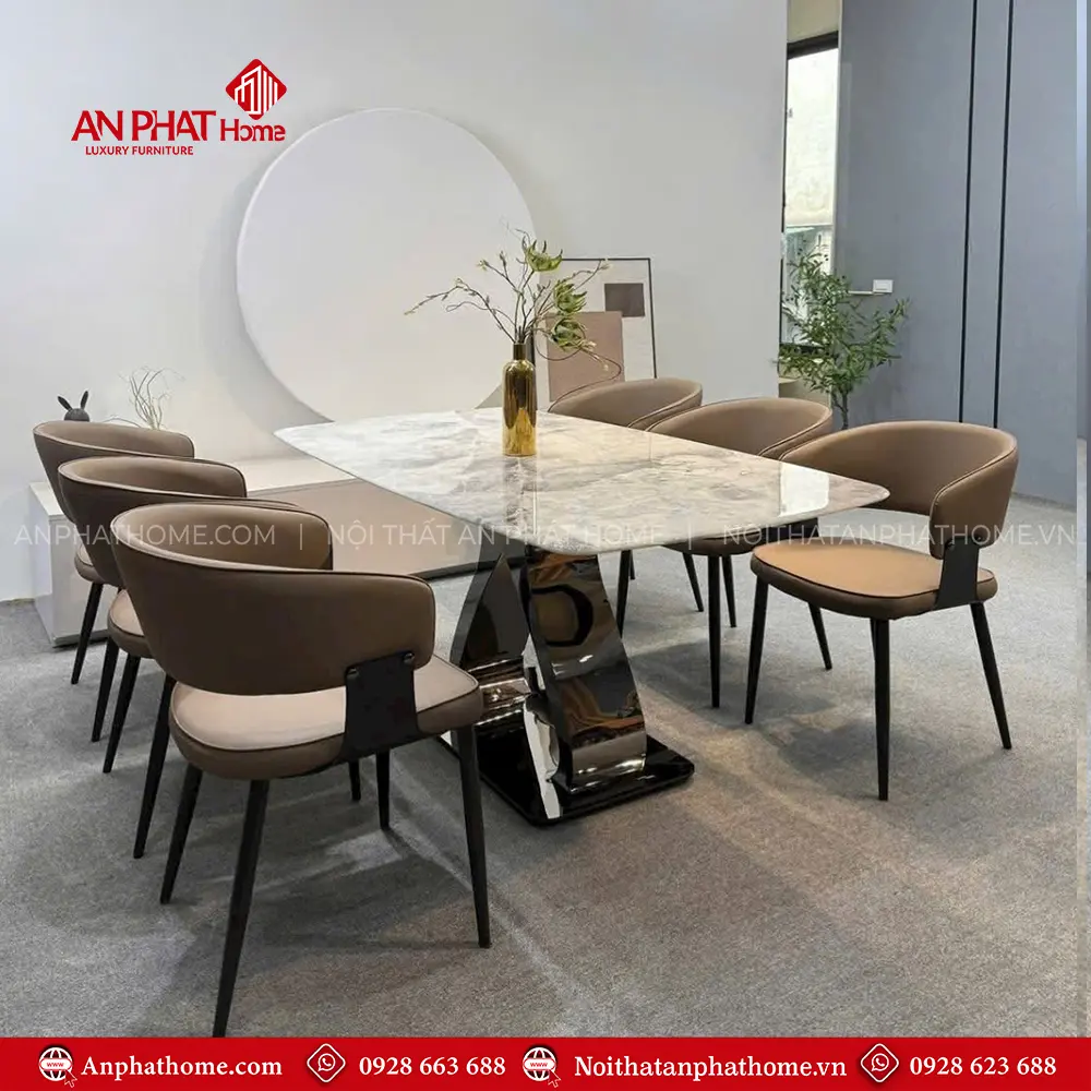Bộ Bàn Mặt Đá 6 Ghế Nhập Khẩu Hiện Đại BA-1956 15 Bộ Bàn Mặt Đá 6 Ghế Nhập Khẩu Hiện Đại BA-1956