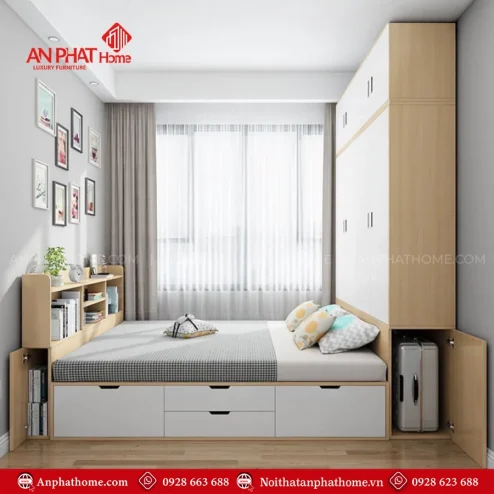 Thiết kế giường liền tủ quần áo cho phòng ngủ nhỏ