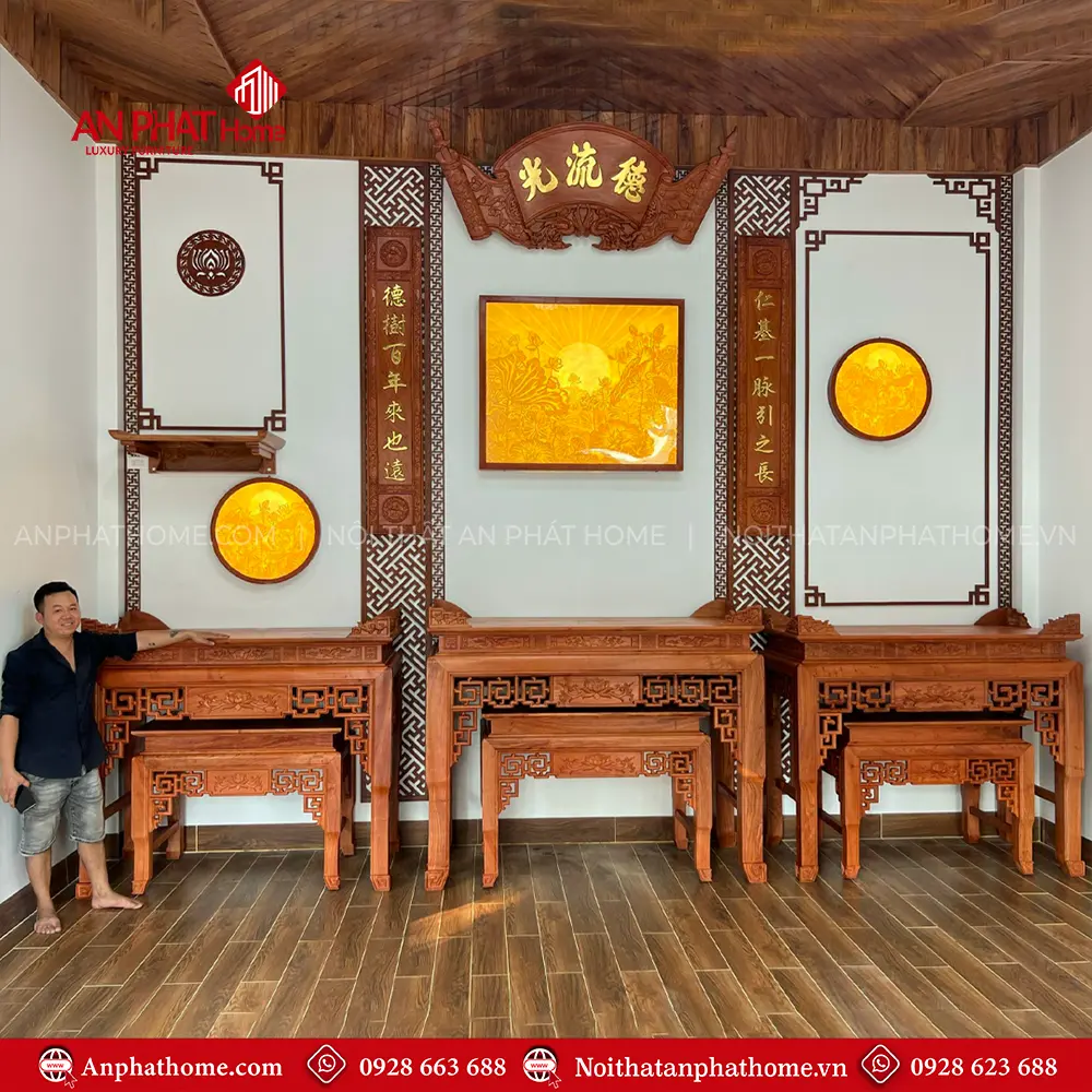 Phòng Thờ Phật Kết Hợp Gia Tiên Nội Ngoại 3 Bàn BT-2414 9 Phòng Thờ Phật Kết Hợp Gia Tiên Nội Ngoại 3 Bàn BT-2414