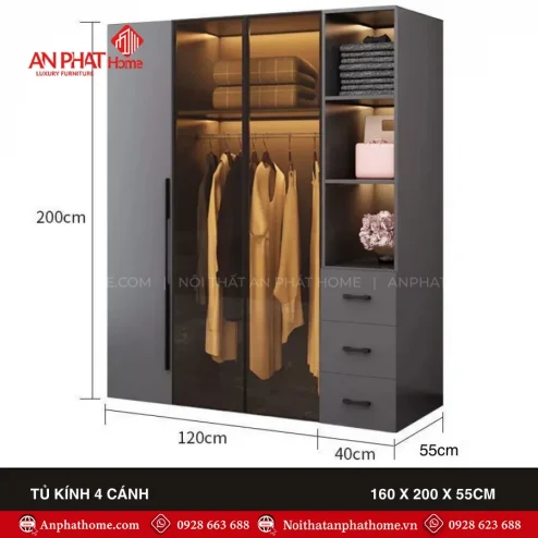 Mẫu tủ quần áo gỗ đẹp hiện đại