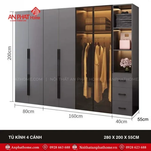 Mẫu tủ quần áo thông minh tiết kiệm diện tích