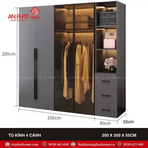 Thiết kế tủ quần áo đơn giản mà đẹp