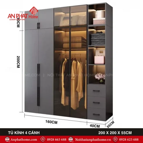 Mẫu tủ quần áo gỗ đẹp hiện đại