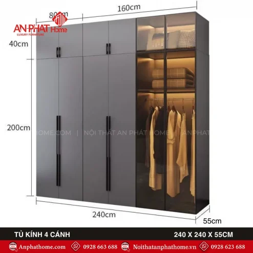 Tu dung quan ao canh kinh hien dai TA 681 8