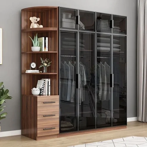 Tủ quần áo cánh kính có kệ trang trí TA-689