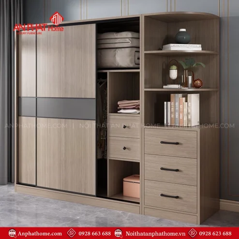 Tủ quần áo cánh lùa gỗ MDF TA-705