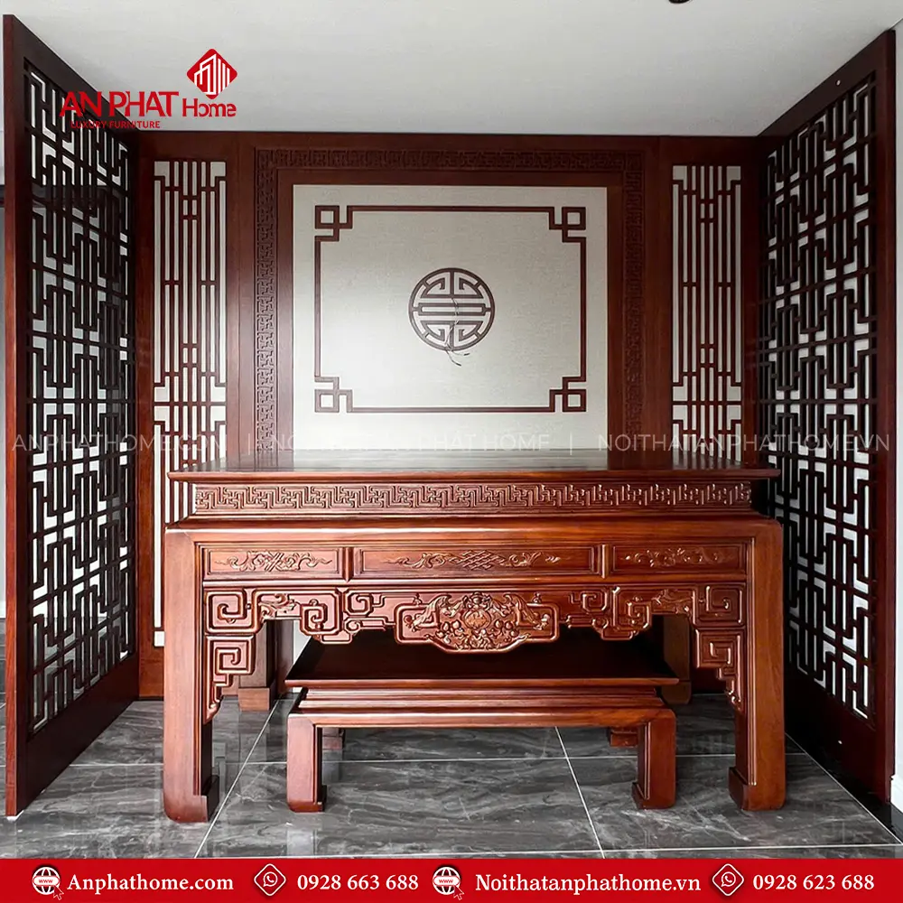 Án Gian Thờ Đẹp Bàn Thờ Gia Tiên Gỗ Gõ Đỏ BT-2558 5 Án Gian Thờ Đẹp Bàn Thờ Gia Tiên Gỗ Gõ Đỏ BT-2558