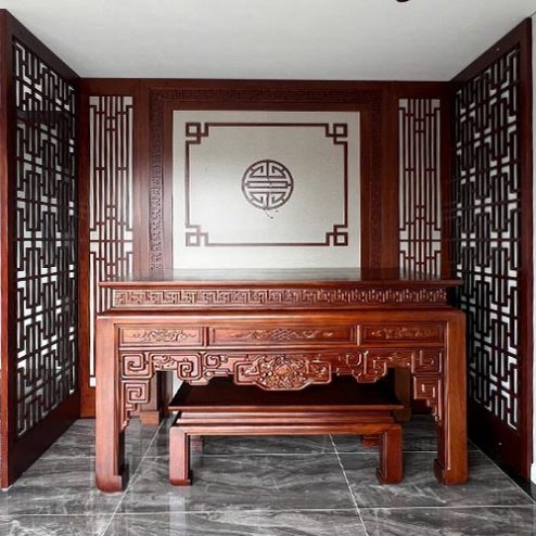 Án Gian Thờ Đẹp Bàn Thờ Gia Tiên Gỗ Gõ Đỏ BT-2558