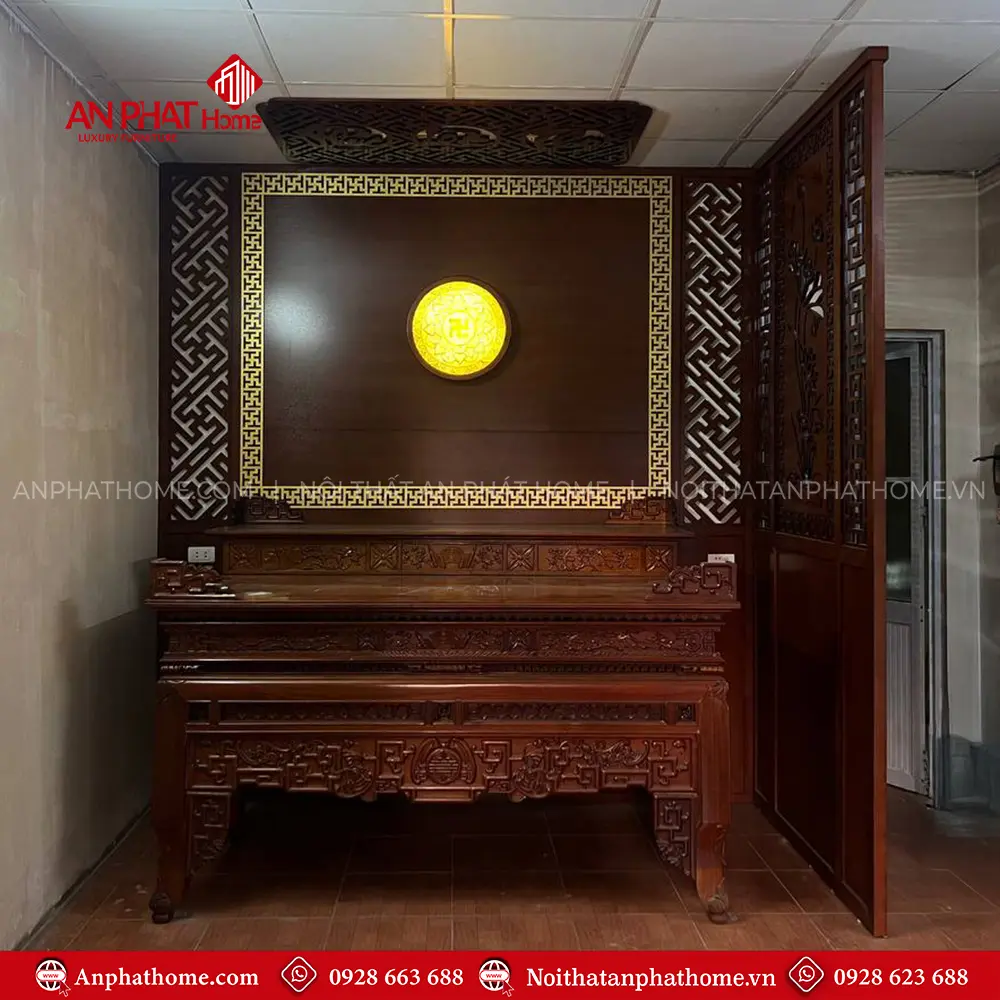 Án Gian Thờ Tam Cấp Bàn Thờ Đẹp Gỗ Gõ Đỏ BT-2743 5 Án Gian Thờ Tam Cấp Bàn Thờ Đẹp Gỗ Gõ Đỏ BT-2743