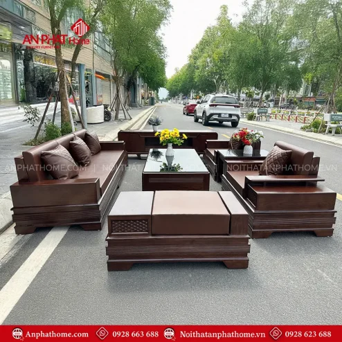 Bàn Ghế Phòng Khách Sofa Gỗ Sồi Hiện Đại F-1310