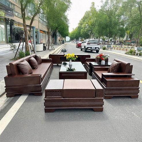 Bàn Ghế Phòng Khách Sofa Gỗ Sồi Hiện Đại F-1310
