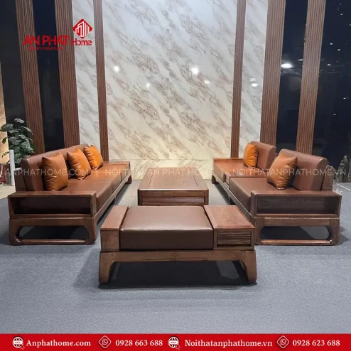 Bàn Ghế Phòng Khách Sofa Gỗ Sồi Nga F-1314