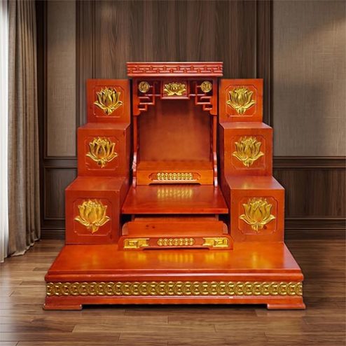 Ban Thần Tài Hiện Đại Mái Bằng Kết Hợp Bục Tam Cấp 2 Bên BT-2708