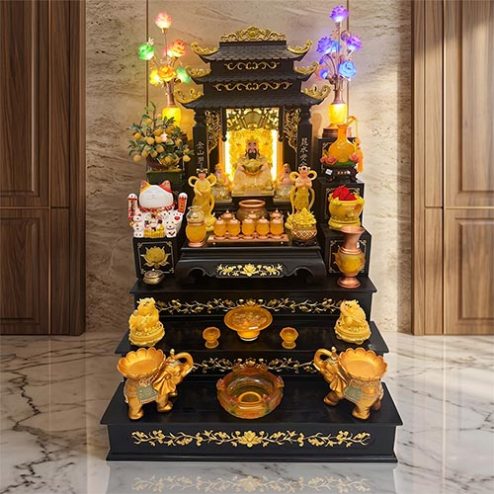 Bàn Thần Tài Sang Trọng Gỗ Hương Cao Cấp Đồ Thờ Lưu Ly Nhập Khẩu BT-2737