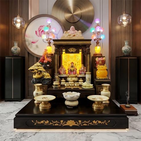 Ban Thần Tài Thổ Địa Cao Cấp Mái Bằng Đồ Thờ Bát Nhã Tâm Kinh BT-2693