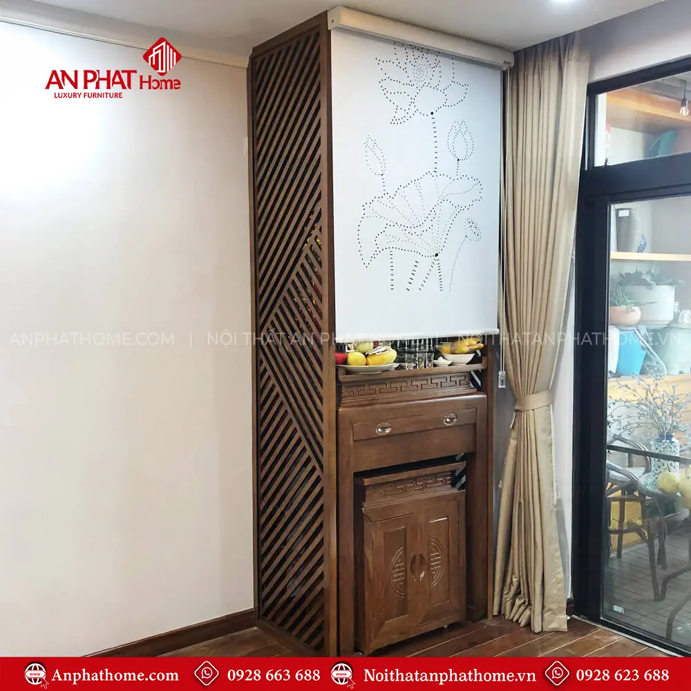 Bàn Thờ Chung Cư Hiện Đại Kết Hợp Rèm Che Bàn Thờ BT-2499 12 Bàn Thờ Chung Cư Hiện Đại Kết Hợp Rèm Che Bàn Thờ BT-2499