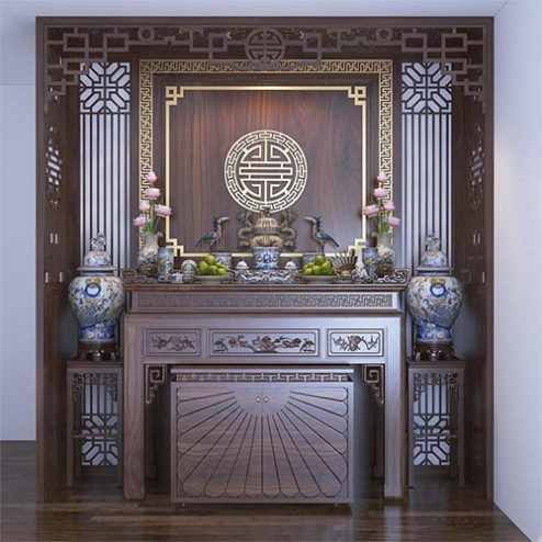 Bàn Thờ Chung Cư Kết Hợp Vách Ngăn Trang Trí BT-2431