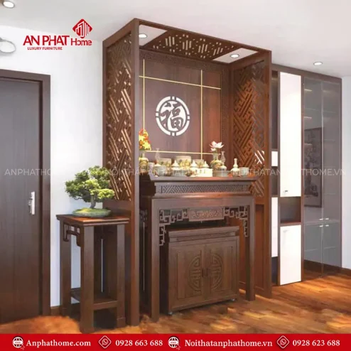 Bàn Thờ Chung Cư Mẫu Triện Sen Đẹp BT-2396