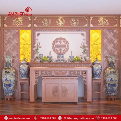 Bàn Thờ Đẹp Cao Cấp Hiện Đại Gỗ Hương Đá BT-2365