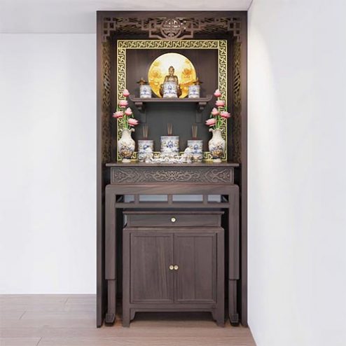 Bàn Thờ Đẹp Kết Hợp Bàn Treo Phật BT-2379
