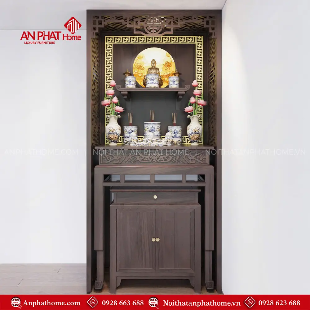 Bàn Thờ Đẹp Kết Hợp Bàn Treo Phật BT-2379 3 Bàn Thờ Đẹp Kết Hợp Bàn Treo Phật BT-2379