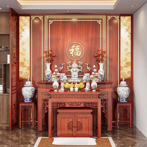 Bàn Thờ Gia Tiên Chung Phòng Khách Hiện Đại BT-2346
