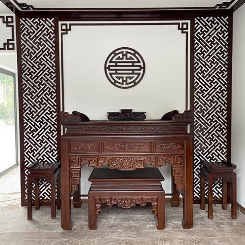 Bàn Thờ Gia Tiên Đẹp Ấm Cúng BT-2535