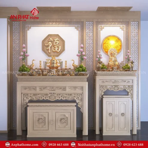 Bàn Thờ Gia Tiên Kết Hợp Bàn Thờ Phật BT-2362
