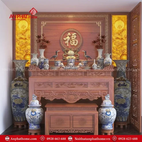 Bàn Thờ Gia Tiên Kết Hợp Vách Ngăn Trang Trí BT-2417