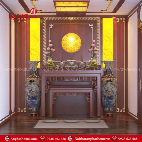 Bàn Thờ Gia Tiên Mẫu Sen Thủng BT-2408