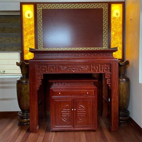 Bàn Thờ Gia Tiên Tủ Thờ Đẹp Gỗ Gõ Đỏ BT-2569