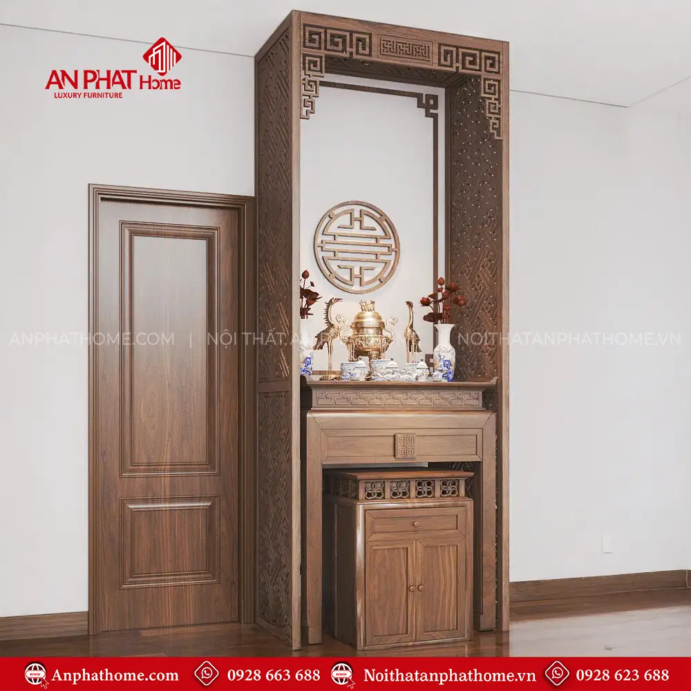 Bàn Thờ Gỗ Gõ Cho Nhà Chung Cư BT-2377 3 Bàn Thờ Gỗ Gõ Cho Nhà Chung Cư BT-2377