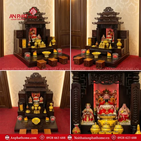 Bàn Thờ Ông Địa Mái Chùa 3 Mái Đồ Thờ Kim Sa Vàng BT-2728 4 ban tho ong dia mai chua 3 mai do tho kim sa vang bt 272800001