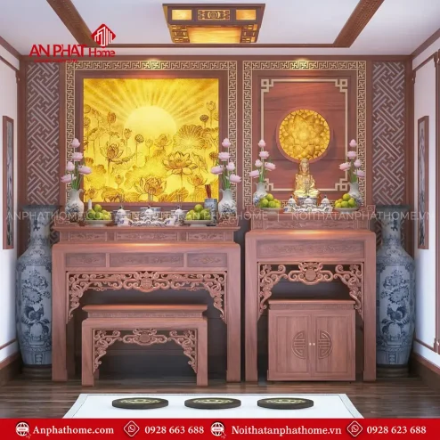 Bàn Thờ Phật Kết Hợp Gia Tiên BT-2349