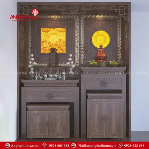 Bàn Thờ Phật Kết Hợp Gia Tiên Cho Nhà Chung Cư Nhỏ Gọn BT-2420