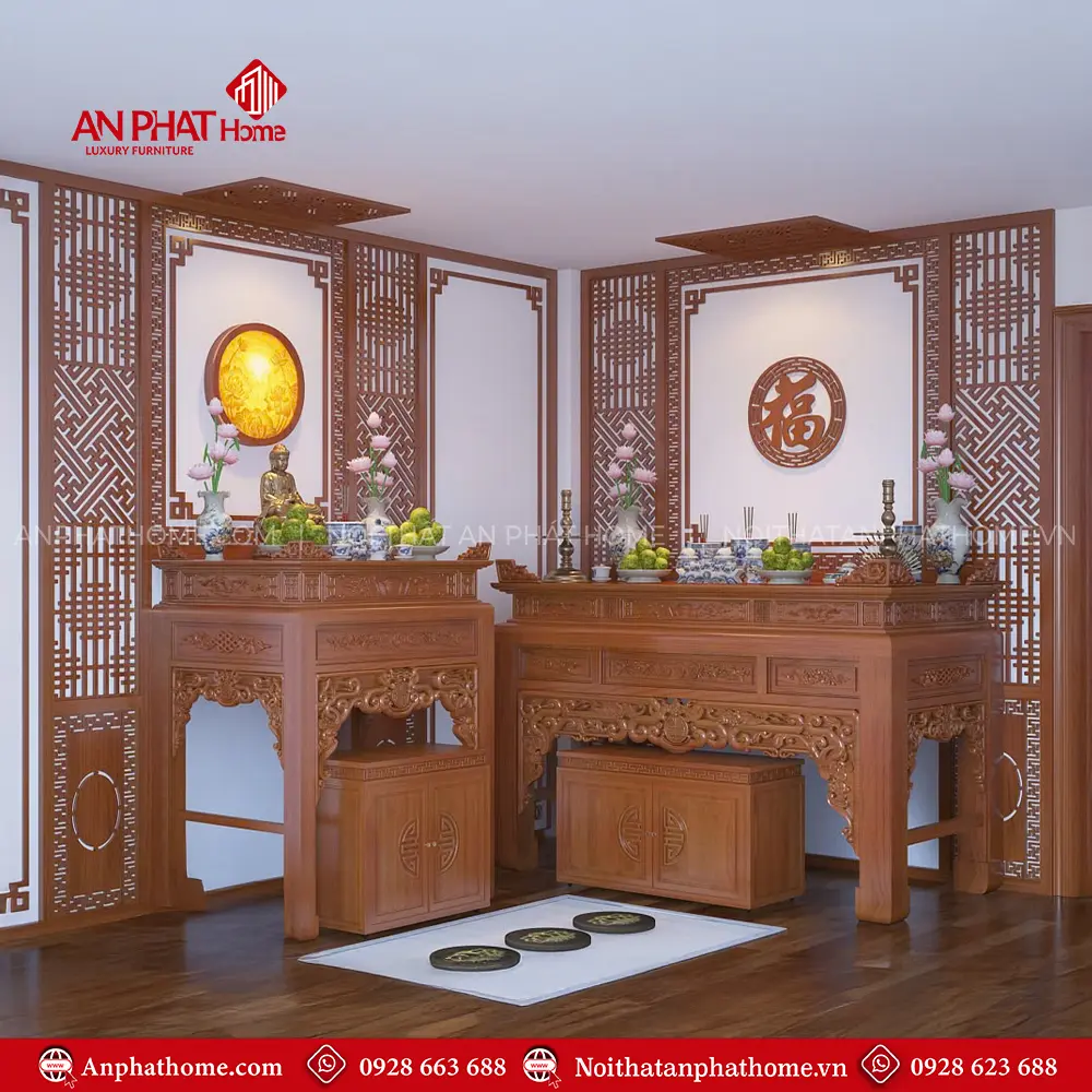 Bàn Thờ Phật Kết Hợp Gia Tiên Gỗ Hương Đá BT-2344 3 Bàn Thờ Phật Kết Hợp Gia Tiên Gỗ Hương Đá BT-2344