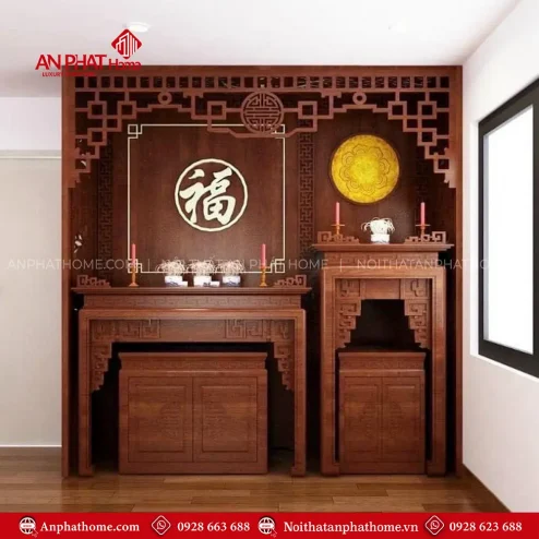 Bàn Thờ Phật Kết Hợp Tủ Thờ Gia Tiên Hiện Đại BT-2597