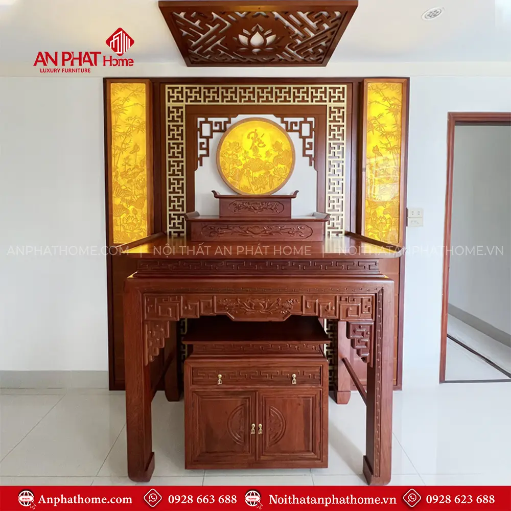 Bàn Thờ Phật Tam Cấp Gỗ Hương BT-2516 7 Bàn Thờ Phật Tam Cấp Gỗ Hương BT-2516