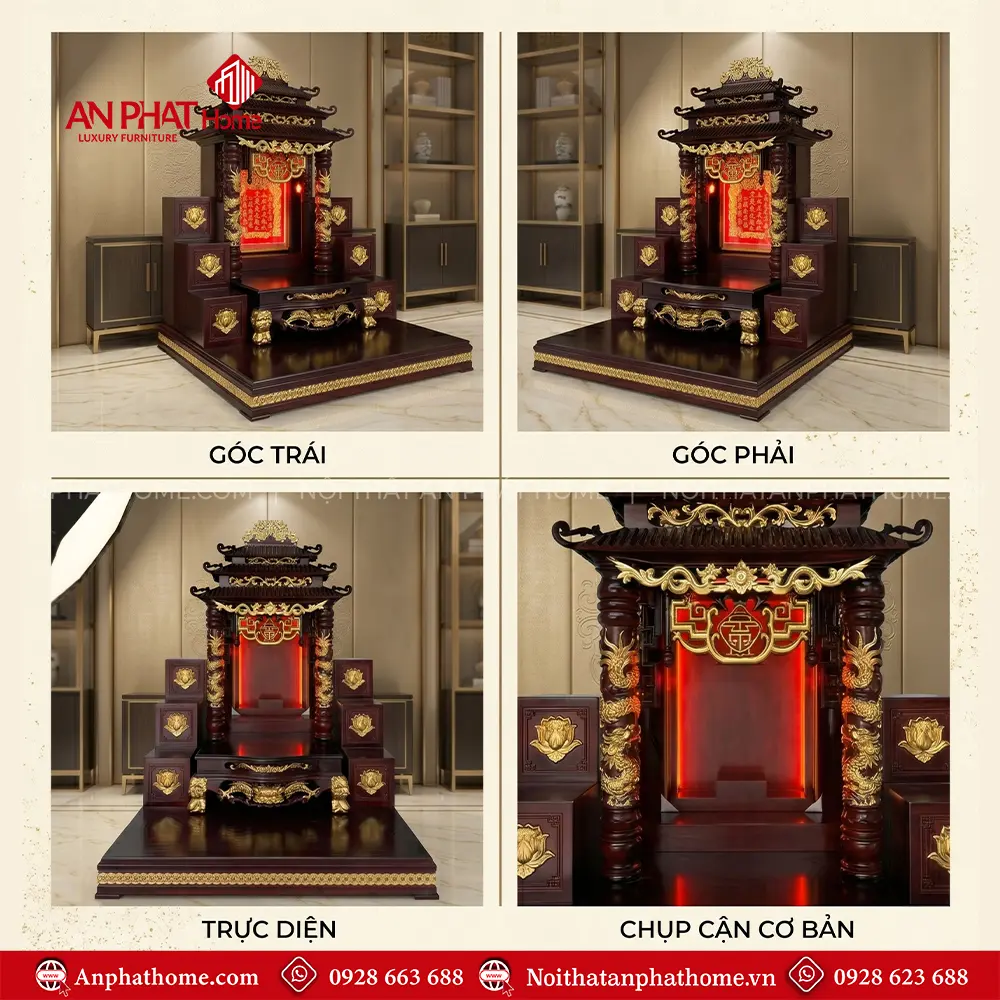 Bàn Thờ Thần Tài Đẹp 3 Mái Gỗ Sồi BT-2687 6 Bàn Thờ Thần Tài Đẹp 3 Mái Gỗ Sồi BT-2687