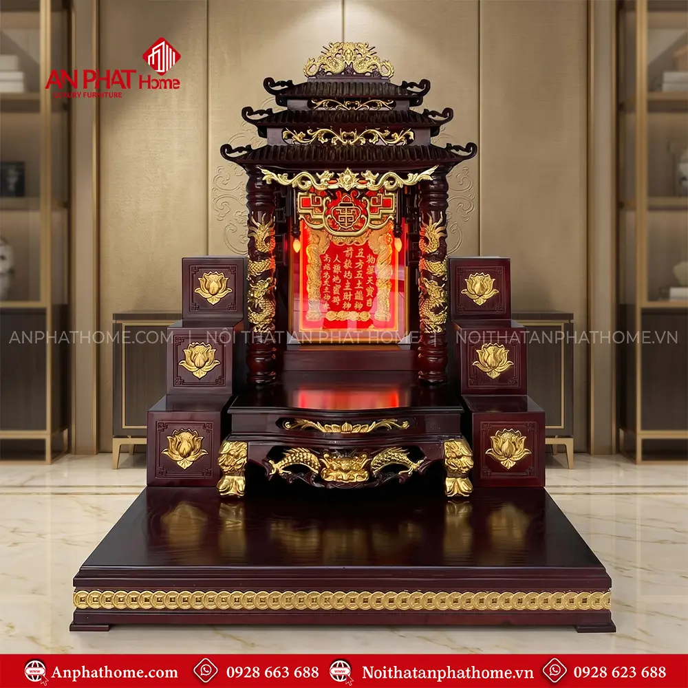 Bàn Thờ Thần Tài Đẹp 3 Mái Gỗ Sồi BT-2687 5 Bàn Thờ Thần Tài Đẹp 3 Mái Gỗ Sồi BT-2687