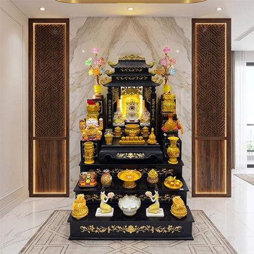 Bàn Thờ Thần Tài Gỗ Hương Tam Cấp Mái Chùa BT-2696