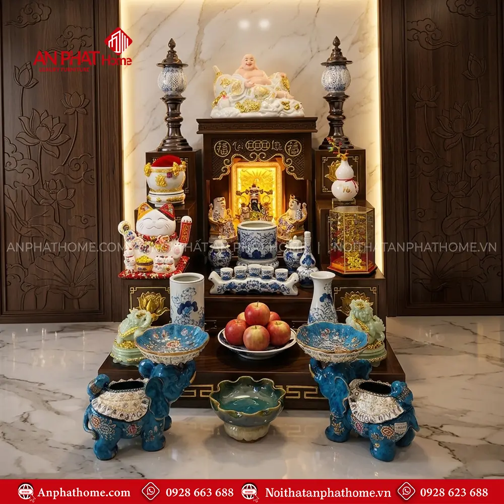 Bàn Thờ Thần Tài Ông Địa Gốm Sứ Bát Tràng Men Lam Cao Cấp BT-2680 5 Bàn Thờ Thần Tài Ông Địa Gốm Sứ Bát Tràng Men Lam Cao Cấp BT-2680