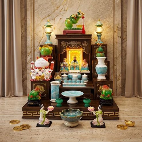 Bàn Thờ Thần Tài Thổ Địa Đồ Thờ Giả Đá Xanh Cao Cấp BT-2674