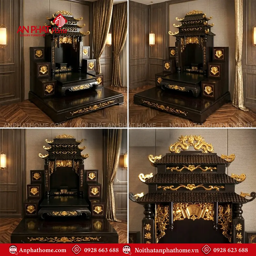 Bàn Thờ Thần Tài Thổ Địa Mái Chùa Gỗ Hương Cao Cấp BT-2724 6 Bàn Thờ Thần Tài Thổ Địa Mái Chùa Gỗ Hương Cao Cấp BT-2724