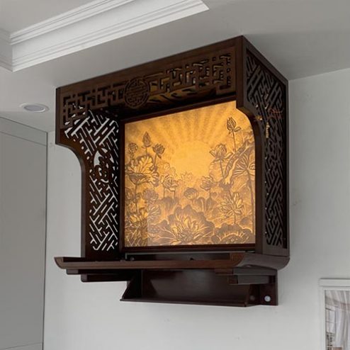 Bàn Thờ Treo Tường Chân Bắp Kết Hợp Tranh Trúc Chỉ Đẹp BT-2612