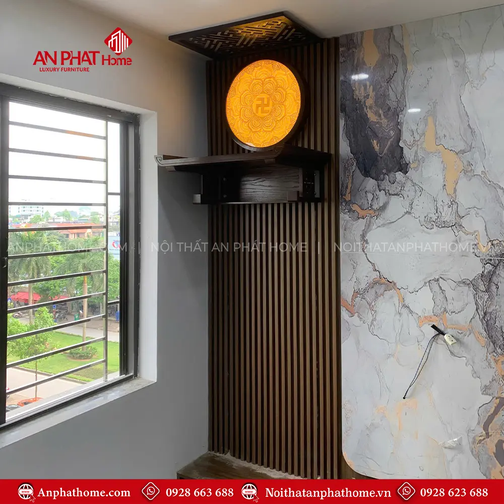 Bàn Thờ Treo Tường Chung Cư Kết Hợp Vách Gỗ Nan Sóng BT-2666 7 Bàn Thờ Treo Tường Chung Cư Kết Hợp Vách Gỗ Nan Sóng BT-2666